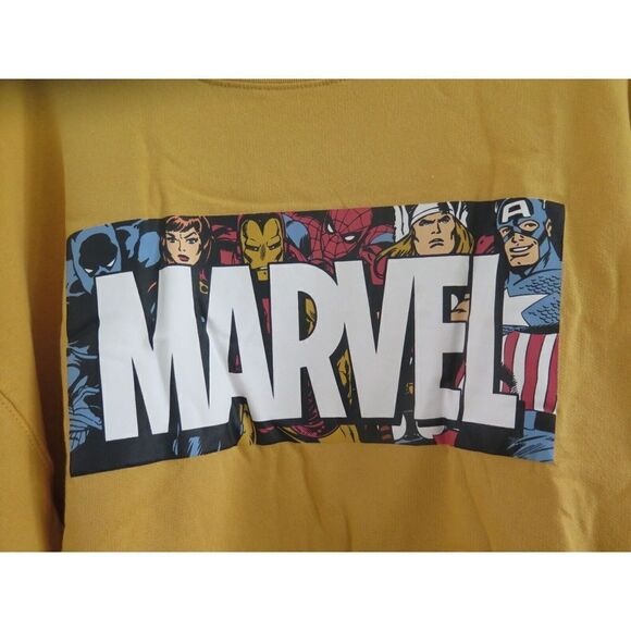 Marvel Superhero Comics Avengers Women's Sz XL (15/17) Yellow Sweatshirt - Picture 3 of 6